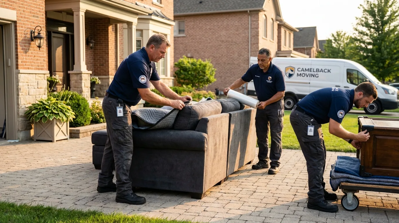 Large estate moving crew wrapping furniture in Lakeland, FL
