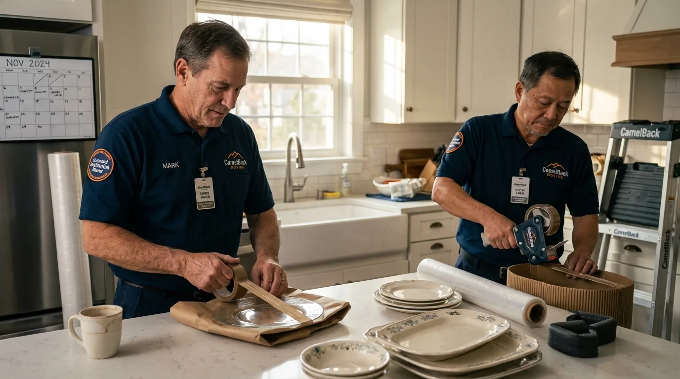 Professional crew packing kitchen dishware in Lakeland, FL